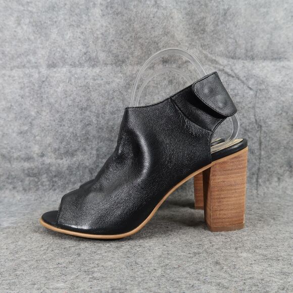 Steve Madden Shoes Womens 6 Booties Fashion Open Toe Ankle Strap Leather Black - Picture 4 of 13